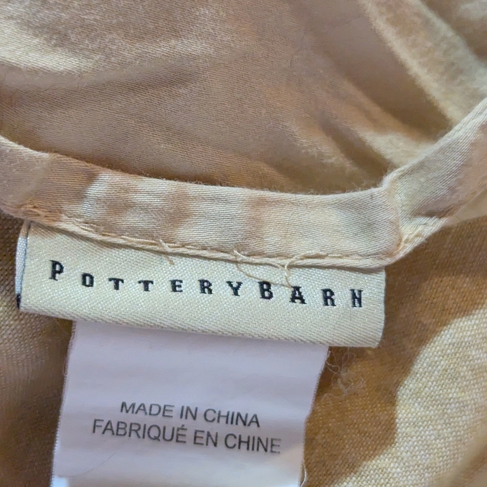Pottery Barn Linen Cotton King Duvet Gold Mustard Yellow Silk Trim Quiet Luxury - Picture 5 of 6
